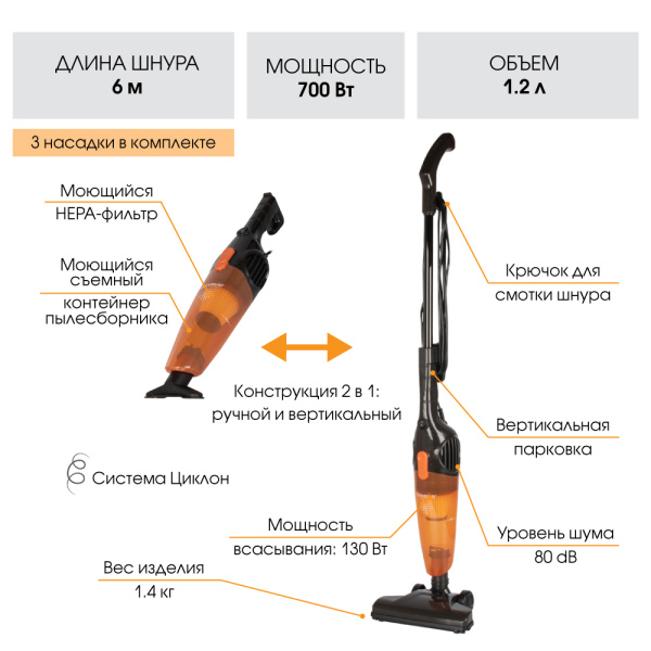 Пылесос вертикальный ENDEVER VC-277